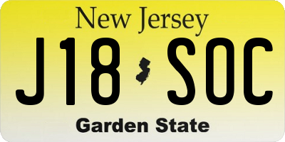 NJ license plate J18SOC