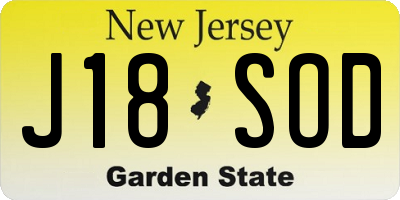 NJ license plate J18SOD