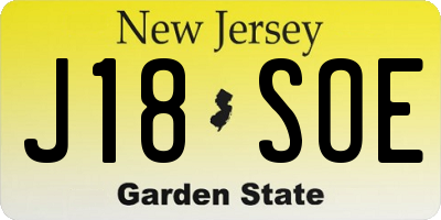 NJ license plate J18SOE