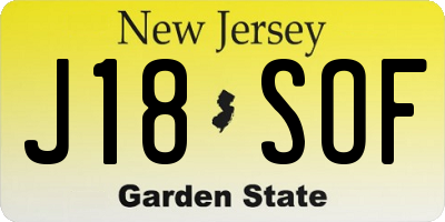 NJ license plate J18SOF