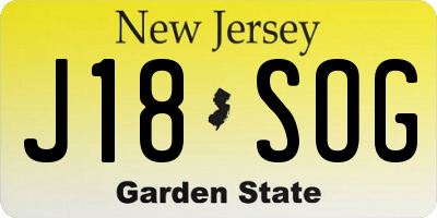 NJ license plate J18SOG
