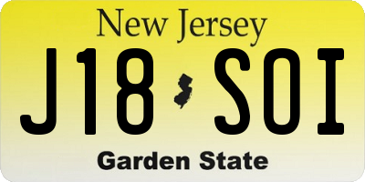NJ license plate J18SOI