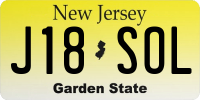 NJ license plate J18SOL