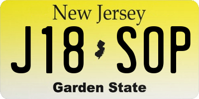 NJ license plate J18SOP