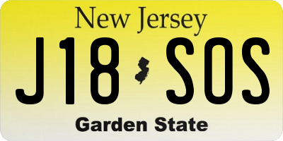 NJ license plate J18SOS