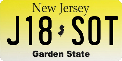 NJ license plate J18SOT