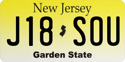 NJ license plate J18SOU