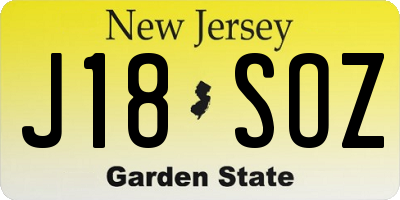 NJ license plate J18SOZ