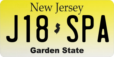 NJ license plate J18SPA