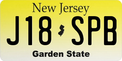 NJ license plate J18SPB