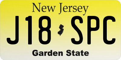 NJ license plate J18SPC