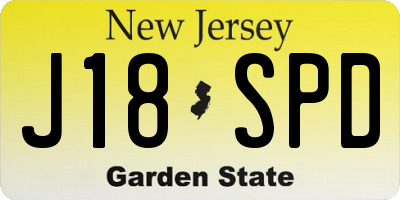 NJ license plate J18SPD