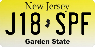 NJ license plate J18SPF