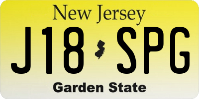 NJ license plate J18SPG