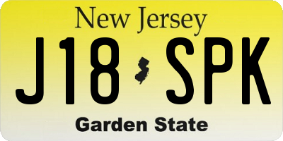 NJ license plate J18SPK