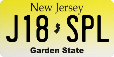 NJ license plate J18SPL