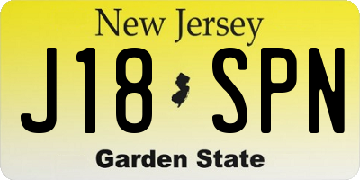 NJ license plate J18SPN