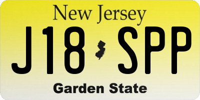 NJ license plate J18SPP