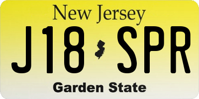 NJ license plate J18SPR
