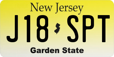 NJ license plate J18SPT