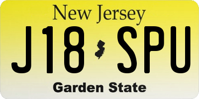 NJ license plate J18SPU