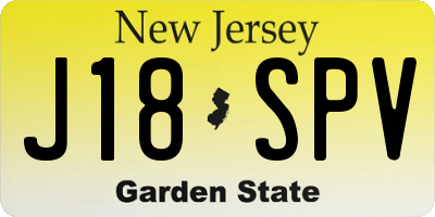 NJ license plate J18SPV