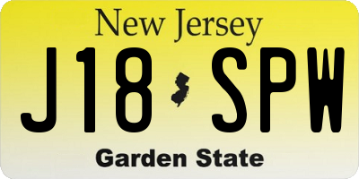 NJ license plate J18SPW