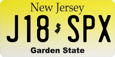 NJ license plate J18SPX