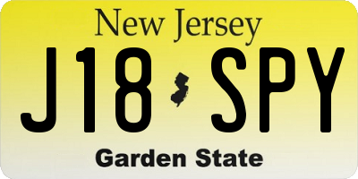 NJ license plate J18SPY