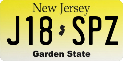 NJ license plate J18SPZ