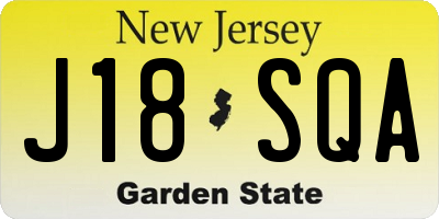 NJ license plate J18SQA