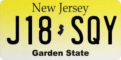 NJ license plate J18SQY