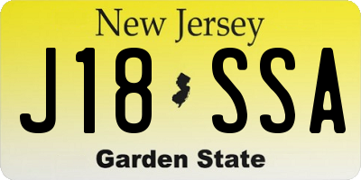 NJ license plate J18SSA