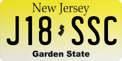 NJ license plate J18SSC