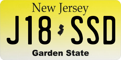 NJ license plate J18SSD
