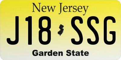 NJ license plate J18SSG