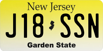 NJ license plate J18SSN
