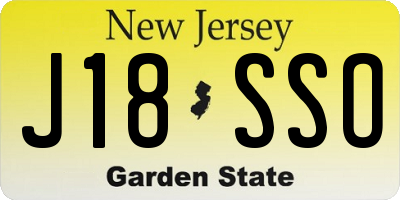 NJ license plate J18SSO