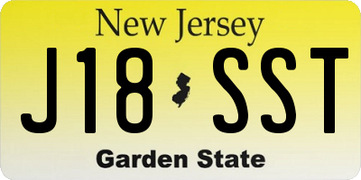 NJ license plate J18SST