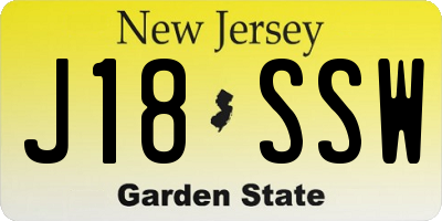 NJ license plate J18SSW