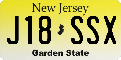 NJ license plate J18SSX