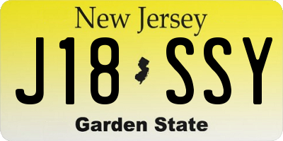 NJ license plate J18SSY