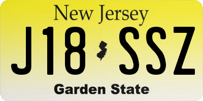 NJ license plate J18SSZ