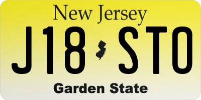NJ license plate J18STO