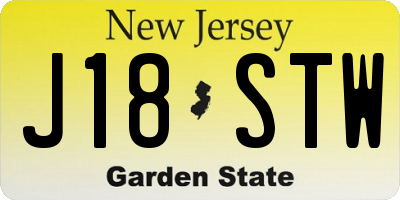 NJ license plate J18STW