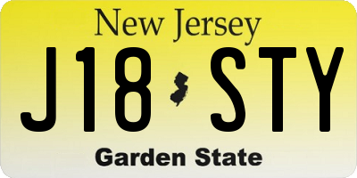 NJ license plate J18STY