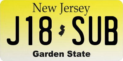 NJ license plate J18SUB