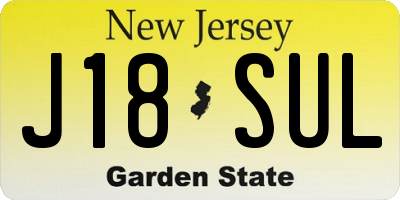 NJ license plate J18SUL