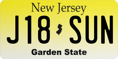 NJ license plate J18SUN
