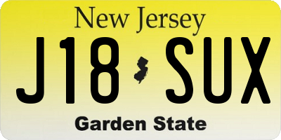 NJ license plate J18SUX